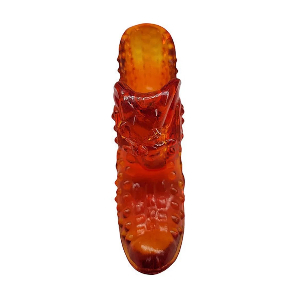 Fenton Amberina Red Orange Cat Hobnail Vintage Glass Boot Shoe‎ Figurine
